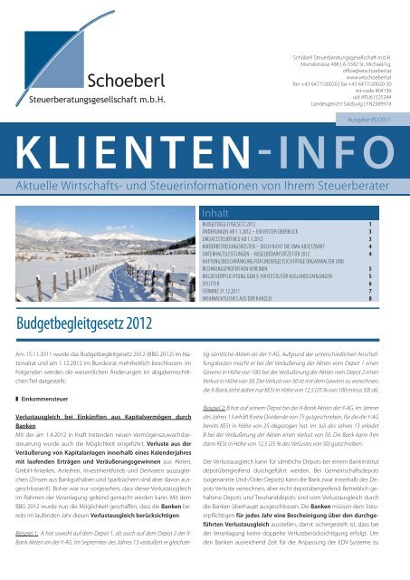 Klienten-info - Steuerberatungskanzlei Schöberl im Lungau