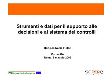 Strumenti e dati per il supporto alle decisioni e al sistema dei ...
