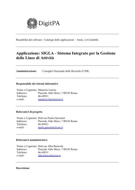 Applicazione Sigla Sistema Integrato Per La Gestione