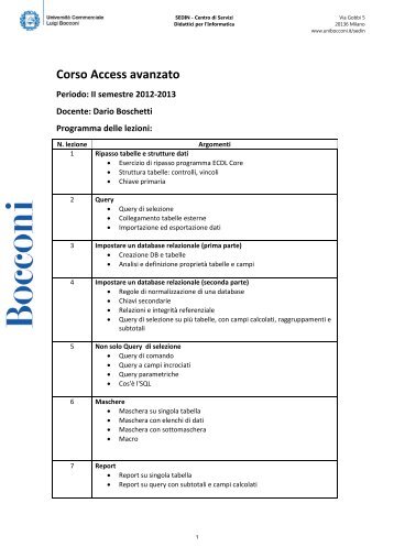 Corso Access avanzato