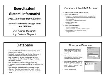 Esercitazioni in access - Studio SIP.