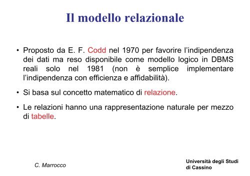 Introduzione ai database e al modello relazionale - Università degli ...