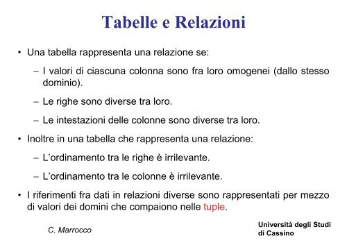 Introduzione ai database e al modello relazionale - Università degli ...