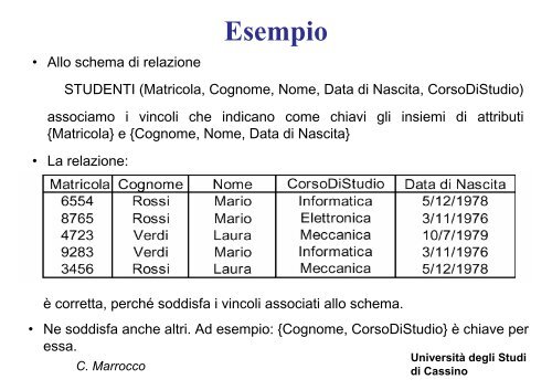 Introduzione ai database e al modello relazionale - Università degli ...