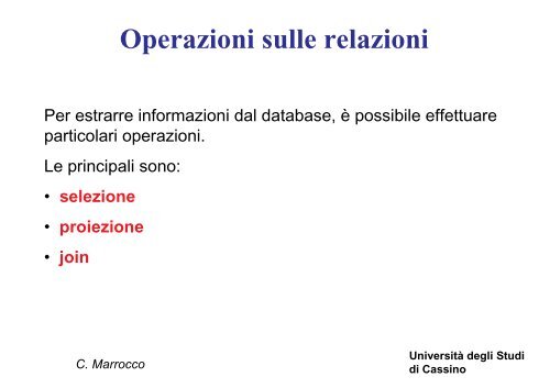 Introduzione ai database e al modello relazionale - Università degli ...