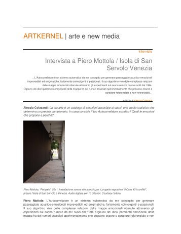 ARTKERNEL | arte e new media - San Servolo Servizi