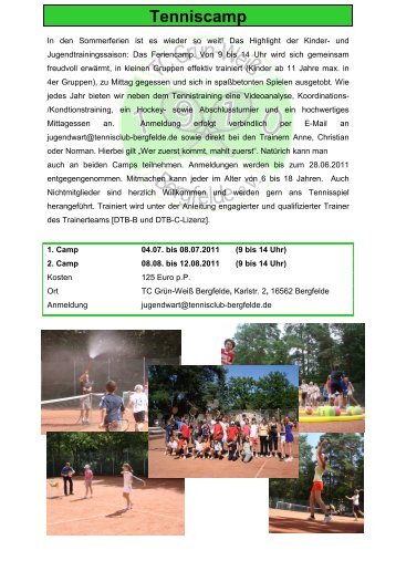 Tenniscamp - Tennisclub Grün-Weiß Bergfelde e.V.