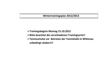 Wintertrainingsplan 2012/2013 Trainingsbeginn Montag 15.10.2012 ...