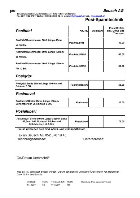 Posi-Spanntechnik - Beusch AG