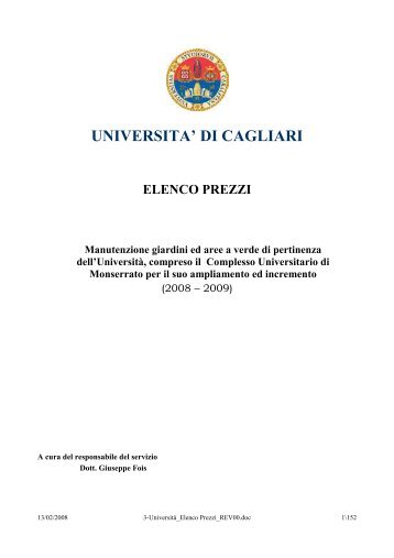 Elenco Prezzi - Università degli studi di Cagliari.