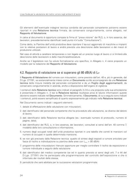 LINEE GUIDA per la valutazione del rischio rumore - Ispesl