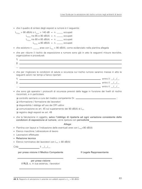 LINEE GUIDA per la valutazione del rischio rumore - Ispesl