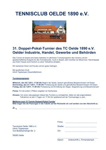 TENNISCLUB OELDE 1890 eV 31. Doppel-Pokal-Turnier des TC ...