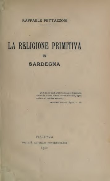 La religione primitiva in Sardegna - Centrostudirpinia.it