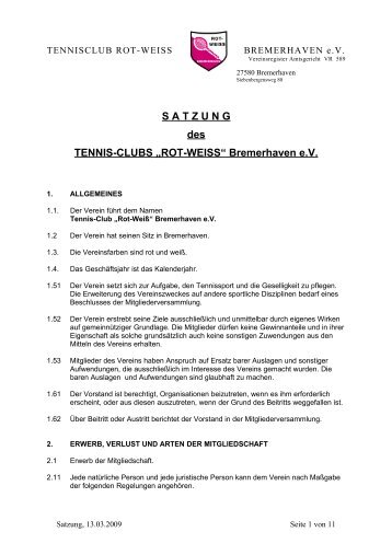 Satzung - beim Tennisclub Rot-Weiß Bremerhaven