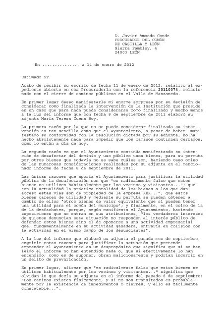 Escrito dirigido al Procurador del Común (14/01 Fuente Humorera