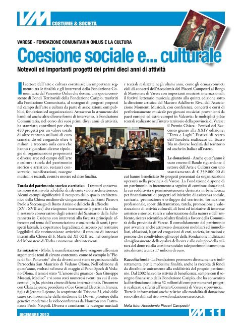 Scarica la rivista in formato PDF - Varese Mese