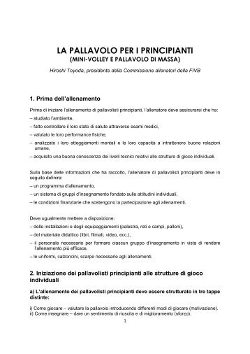 45. La pallavolo dei principianti (minivolley e sport di massa)