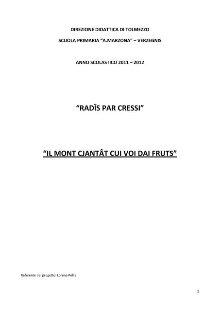 il mont cjantât cui voi dai fruts - Direzione Didattica di Tolmezzo