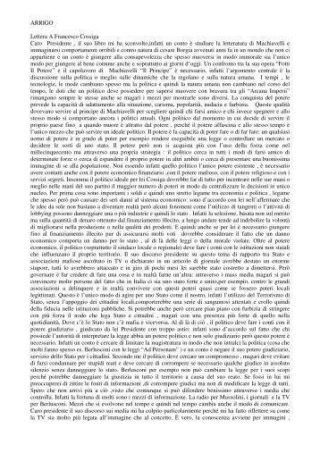 ARRIGO Lettera A Francesco Cossiga Caro Presidente ... - Iris Versari