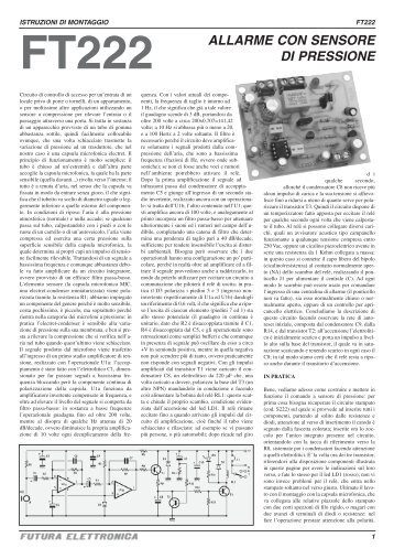 FT222 ALLARME CON SENSORE DI PRESSIONE - Futura Elettronica