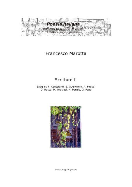 Francesco Marotta, Scritture II, 2007 - Biagio Cepollaro, poesia