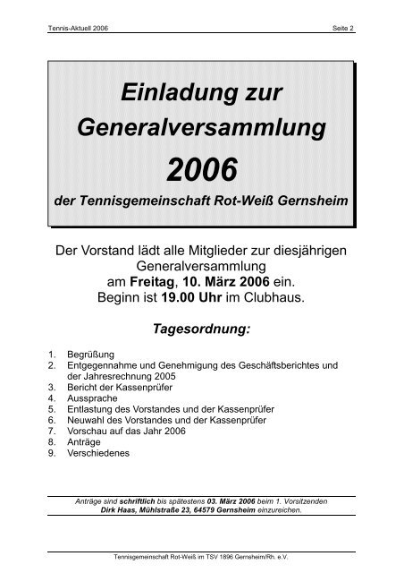 Tennis-Aktuell 2006 - TG Rot-Weiß Gernsheim