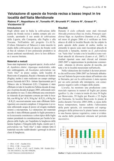 Progetto Co.Al.Ta. II Sintesi dei risultati - Cra