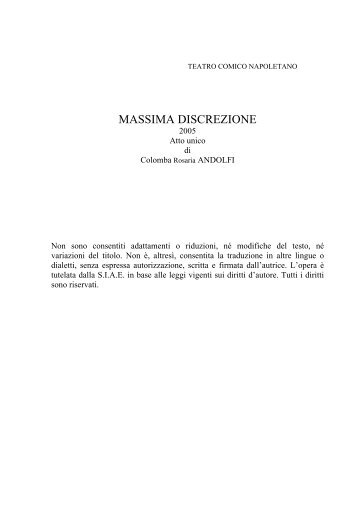 MASSIMA DISCREZIONE - NoiTeatro.it