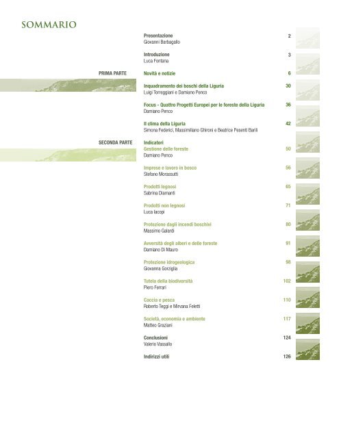 Rapporto sullo stato delle foreste in liguria 2010 - Liguria Ricerche