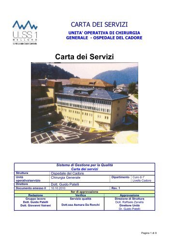 Scarica la Carta dei Servizi in formato PDF - ULSS Belluno