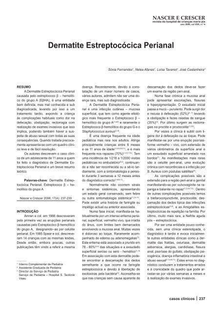 Dermatite Estreptocócica Perianal - Repositório Científico do Centro ...
