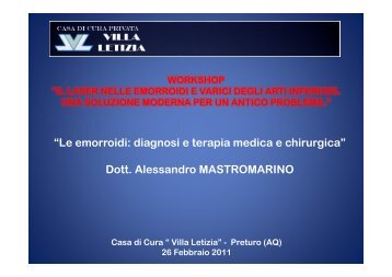 Le emorroidi: diagnosi e terapia medica e chirurgica - Alessandro ...