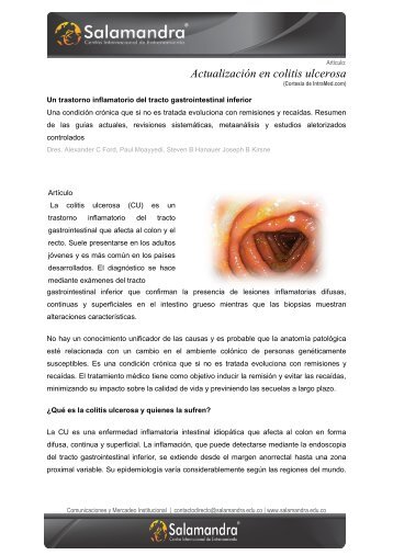 Actualización en colitis ulcerosa - Salamandra