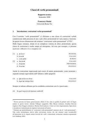Classi di verbi pronominali - Francesca Masini