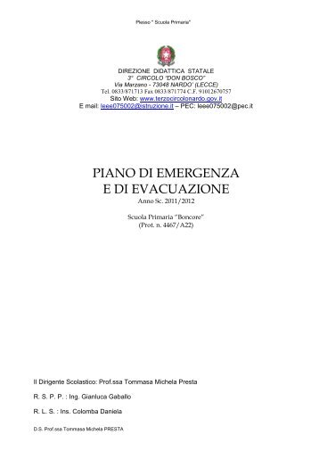 Piano emergenza ed evacuazione Boncore.pdf - Istituto ...