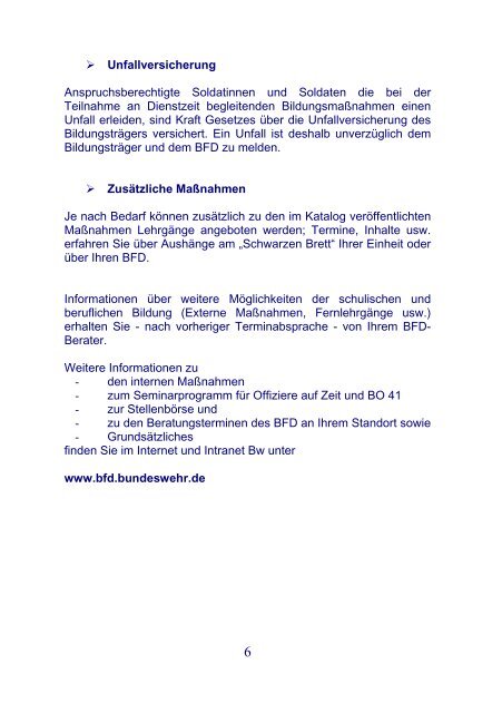 Interne Maßnahmen Berufsförderungsdienst Münster ... - Bundeswehr