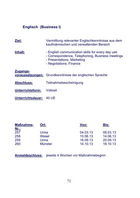 Interne Maßnahmen Berufsförderungsdienst Münster ... - Bundeswehr