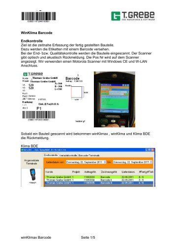 winKlimax Barcode Seite 1/5 WinKlima Barcode Endkontrolle Ziel ist ...