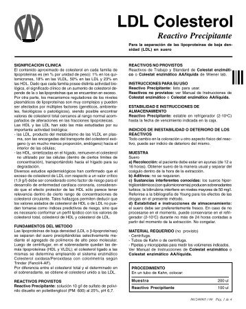 LDL Colesterol Reactivo Precipitante - Bioquimica.ucv.cl