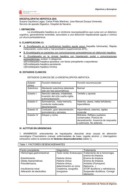 ENCEFALOPATIA HEPÁTICA (EH) Susana Oquiñena ... - Navarra