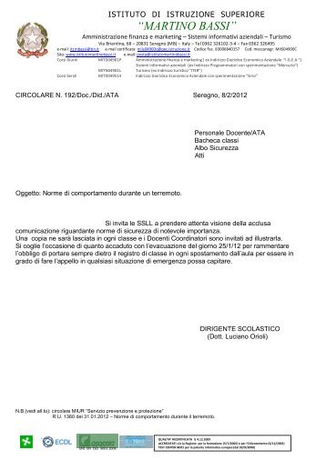 Istituto di Istruzione Superiore MARTINO BASSI