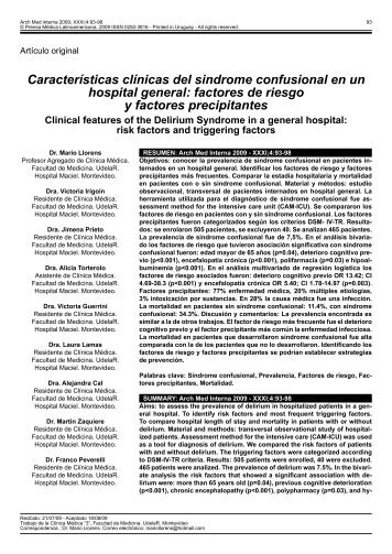 factores de riesgo y factores precipitantes - SciELO