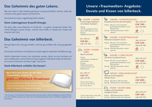 Traumwelten» Angebote - billerbeck Schweiz AG