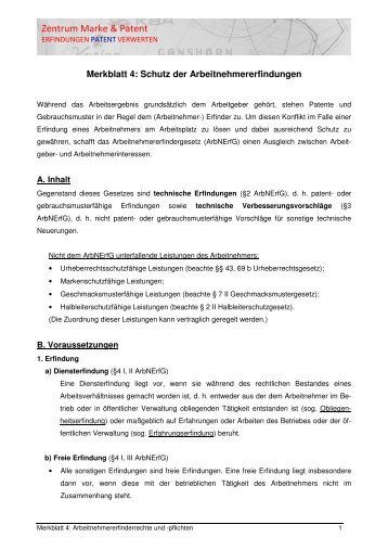 Arbeitnehmererfinderrechte und - TGZ Würzburg