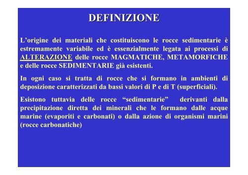 Le rocce sedimentarie