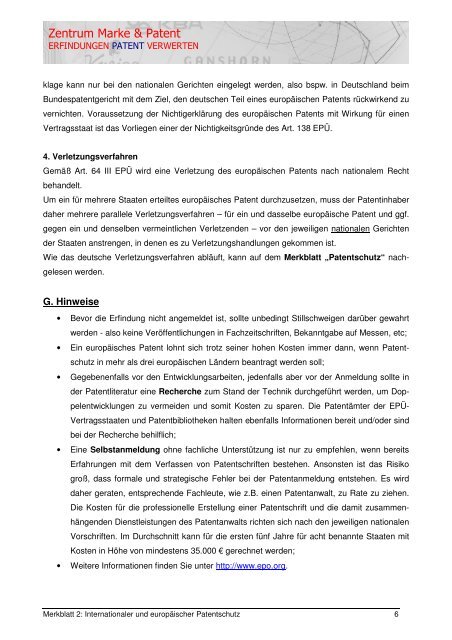 Merkblatt 2: Internationaler und europäischer ... - TGZ Würzburg