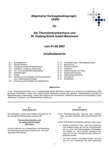 Allgemeine Vertragsbedingungen - Theresienkrankenhaus