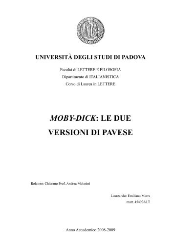 MOBY-DICK: LE DUE VERSIONI DI PAVESE - Università degli Studi ...