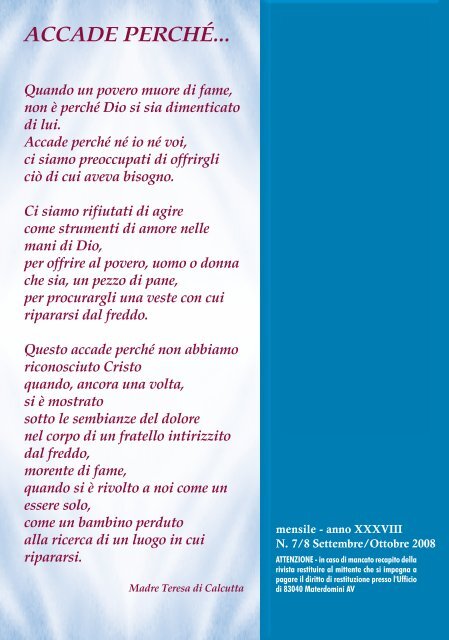 "Anch' io ho avuto un sogno..." - Suore di Carità dell'Immacolata ...